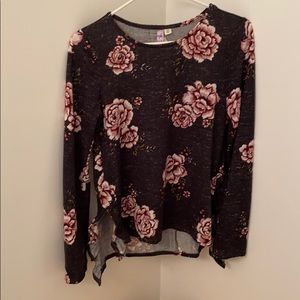 Charcoal Francesca Floral Ruffle Top